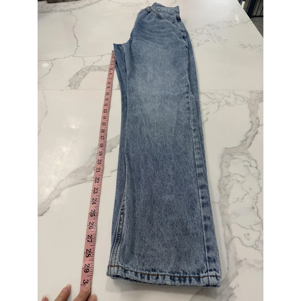 Princess Polly Jeans Womens 4 Blue Straight Leg Relaxed Light Wash 100% Cotton